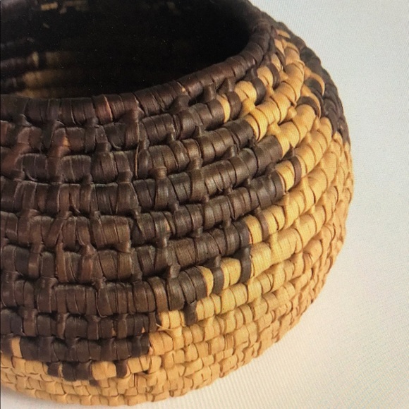 Handwoven Brown and Tan Basket - Picture 3 of 3